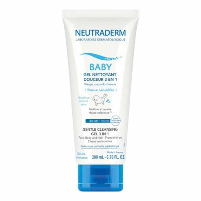 Neutraderm BABY 3 in 1 Gel caratare extra-delicat fata, corp si par, 200 ml