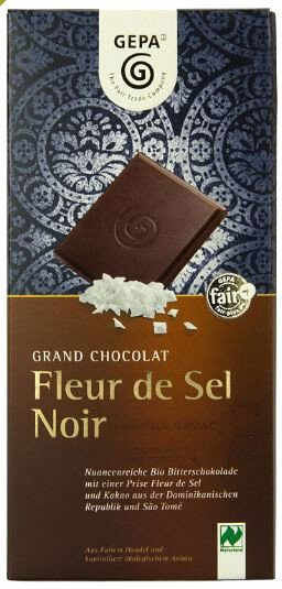 Ciocolata neagra bio Fleur de Sel Noir, 100g, Gepa