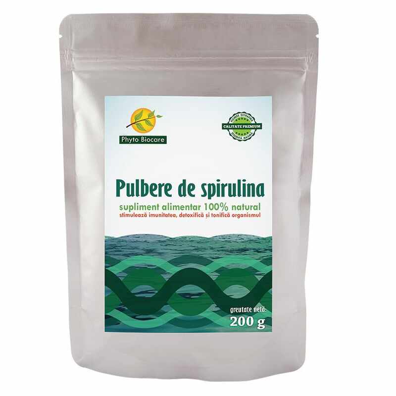 Spirulina pulbere, 200g, Phyto Biocare