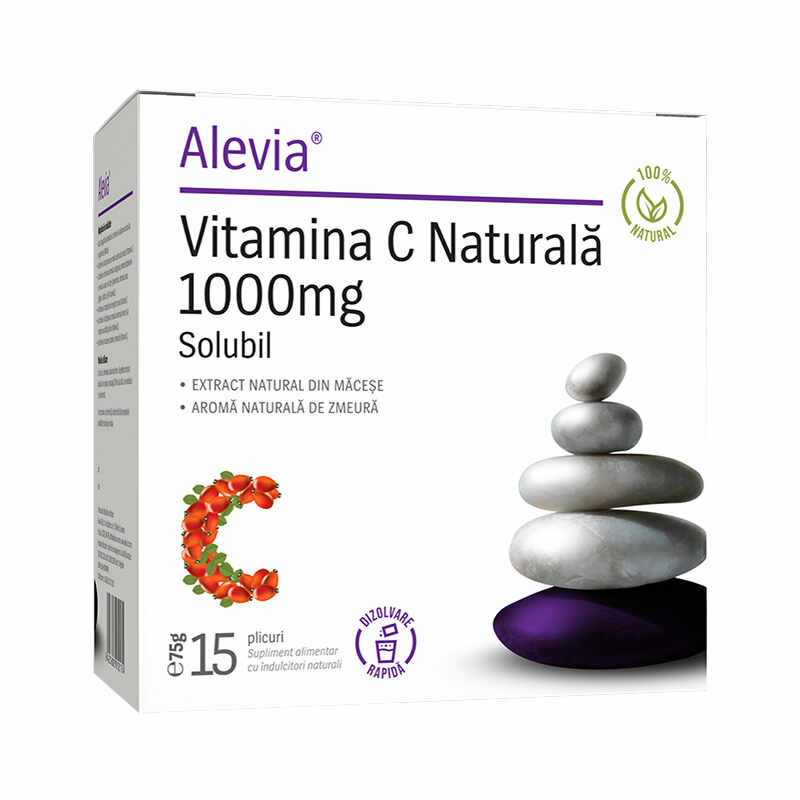 Vitamina C 1000 mg extract natural din macese, 15 plicuri, Alevia