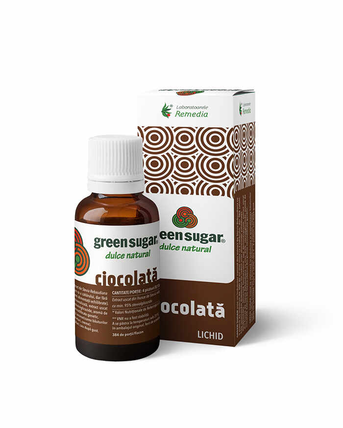 Indulcitor lichid cu aroma de ciocolata Green Sugar, 50ml, Laboratoarele Remedia