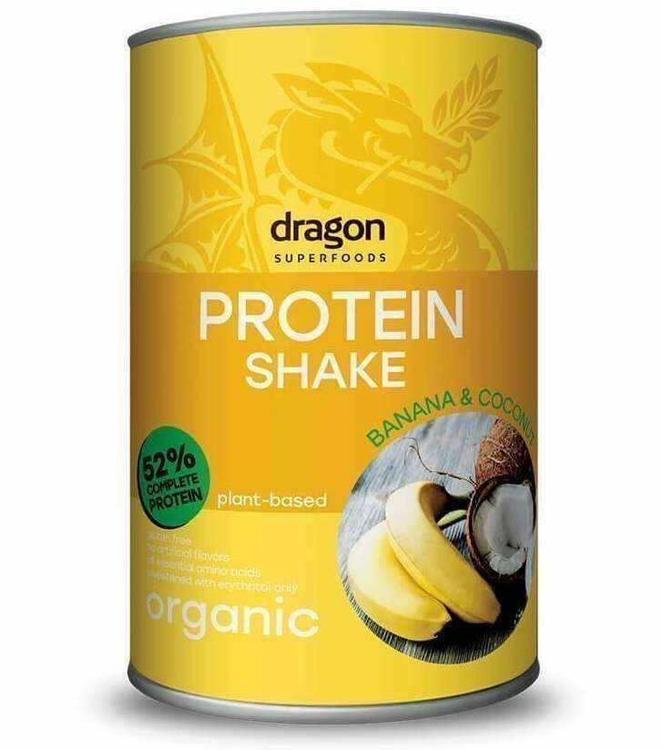 Shake proteic banane si cocos bio, 450g, Dragon Superfoods
