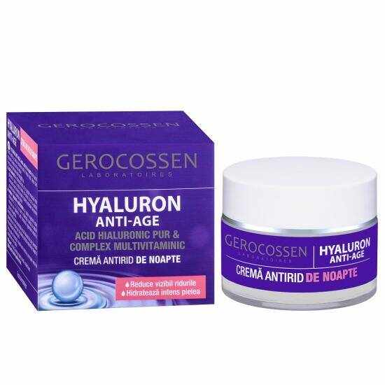 Crema antirid de noapte cu acid hialuronic pur, Hyaluron anti-age, 50ml - Gerocossen