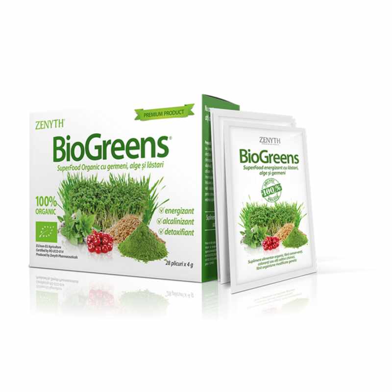 BioGreens, 28 plicuri, supliment alimentar vegan