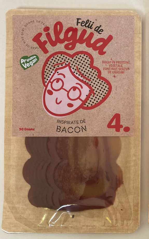 Felii de Bacon alternativa de mezel vegetal potrivit pentru firele vegane si vegetariene, 90g - Filgud