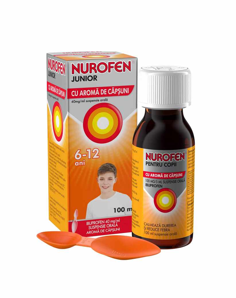 Nurofen Junior 200mg/5ml x 100ml aroma capsuni
