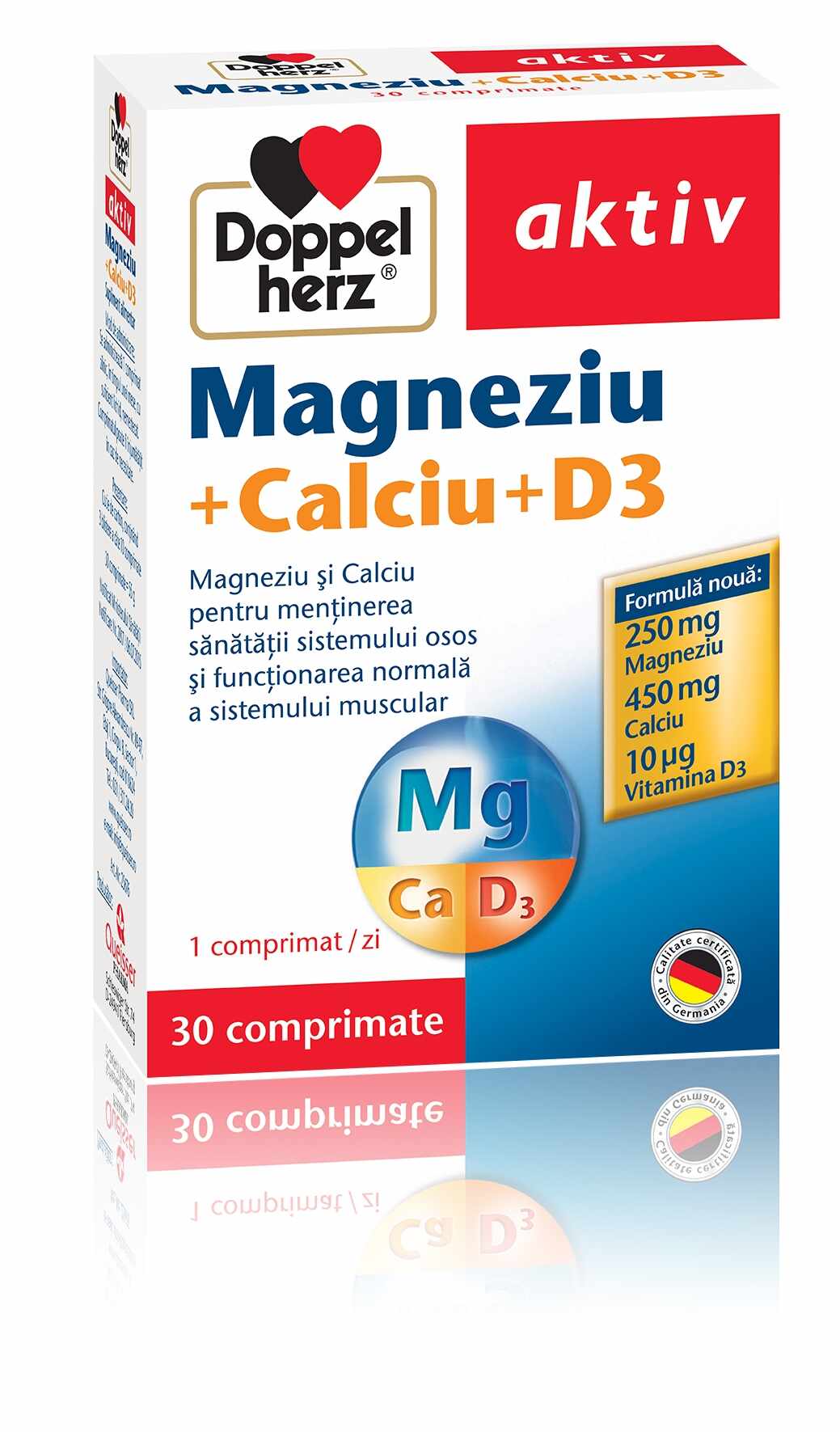 Doppelherz Aktiv Magneziu + Calciu + D3 30 Comprimate