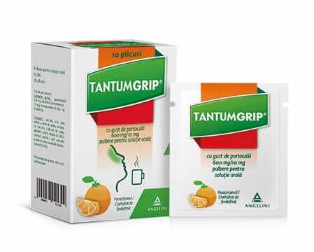 Tantumgrip 600mg/10mg gust de portocala 10 plicuri Angelini