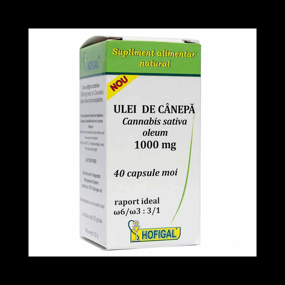 Ulei de Canepa - Cannabis sativa oleum 1000 mg 40 Cps