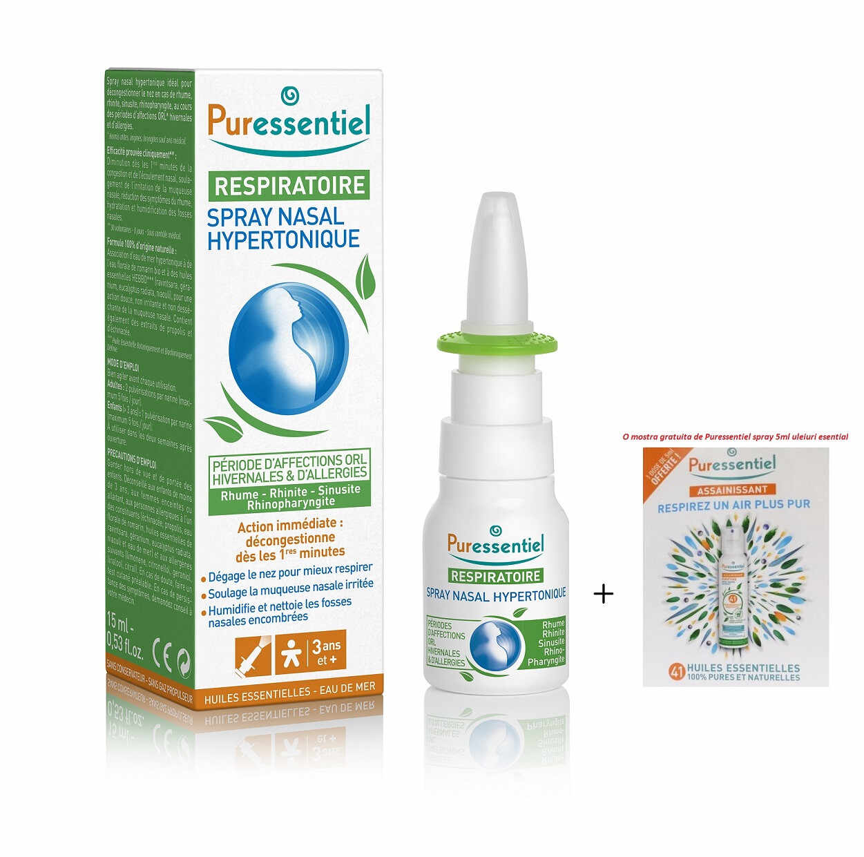 Puressentiel Respiratory - Spray Nazal Hipertonic 15 ml
