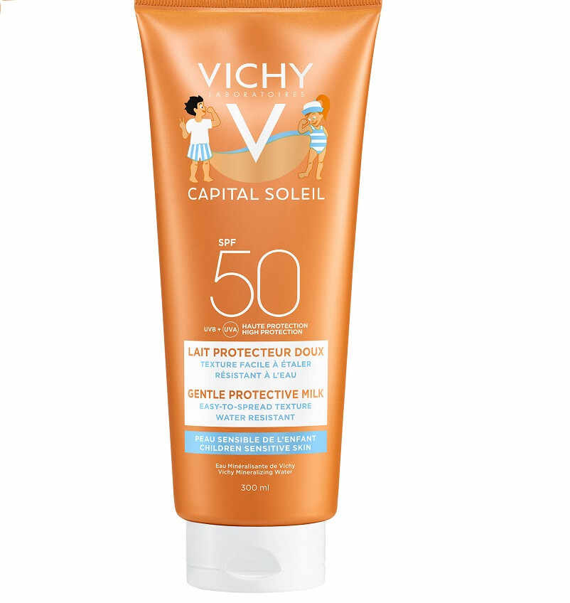 Vichy Capital Soleil Lapte de protecție pentru copii pentru fata si corp SPF 50, 300ml