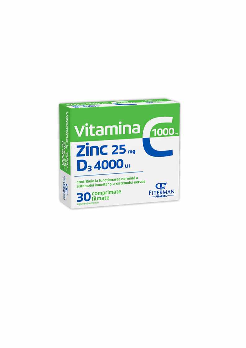 Vitamina C 1000mg Zinc 25mg D3 4000 UI 30cp Fiterman