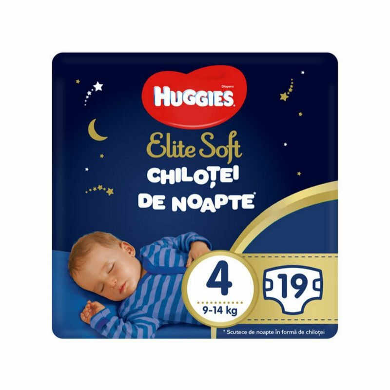 Huggies Pants Elite Soft de Noapte, Nr. 4, 9-14 kg, 19 bucati