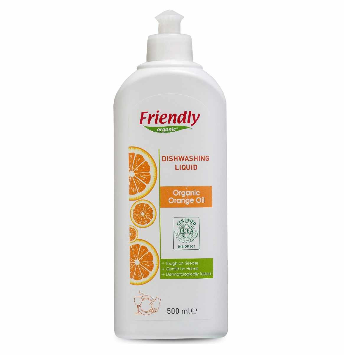 Detergent de vase manual cu portocale, 500ml, Friendly Organic