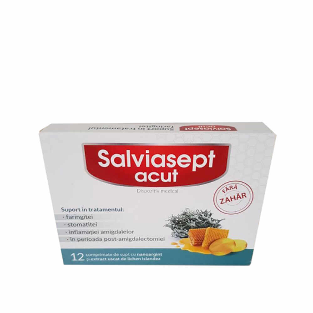 Salviasept Acut Fără Zahăr X 12 Comprimate Zdrovit