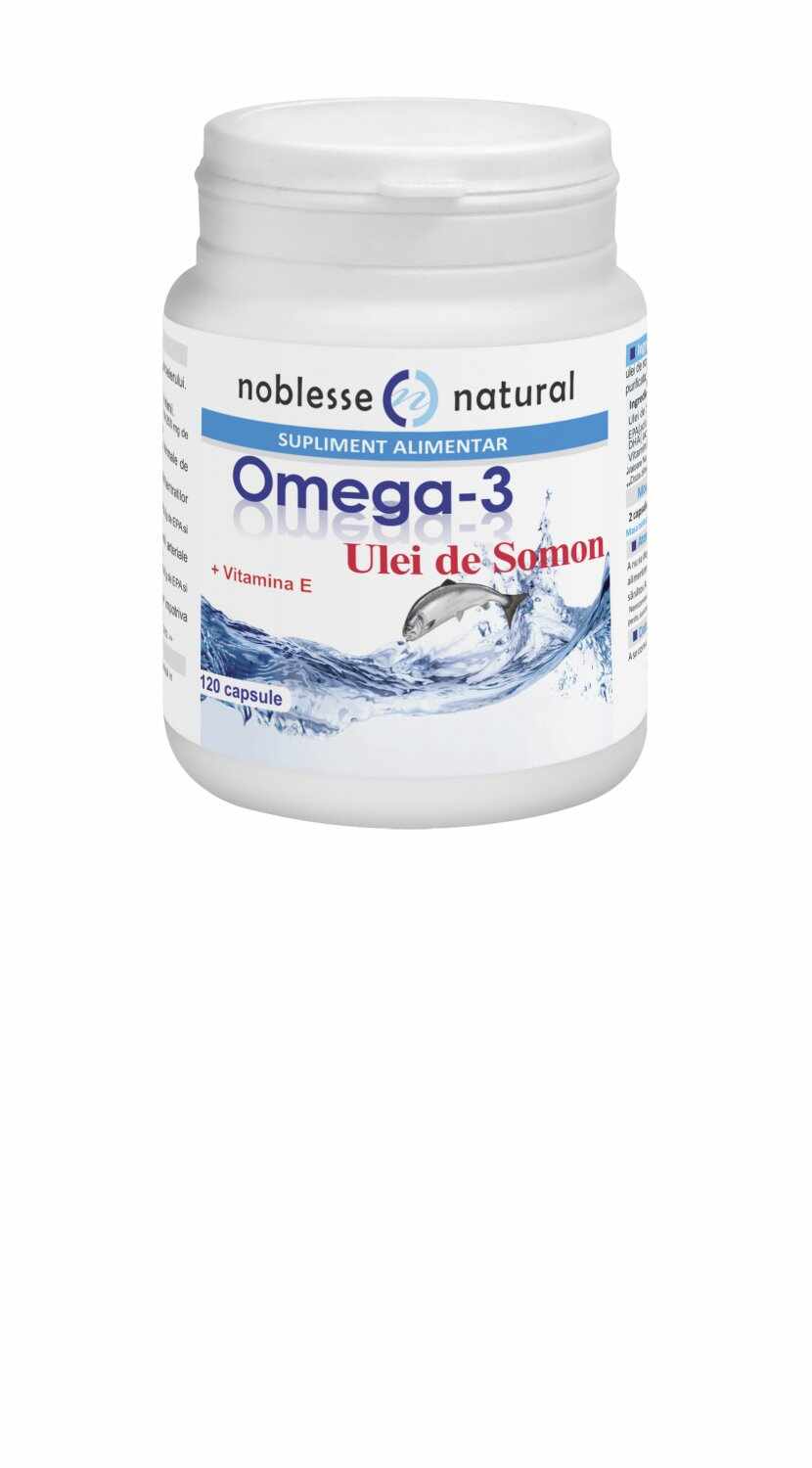 Noblesse Natural, Omega 3 - Ulei de somon 1000 mg + Vitamina E, 120 capsule