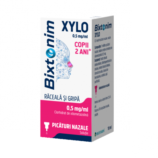 Picaturi nazale Bixtonim Xylo 0,5mg/ml, Biofarm, 10ml