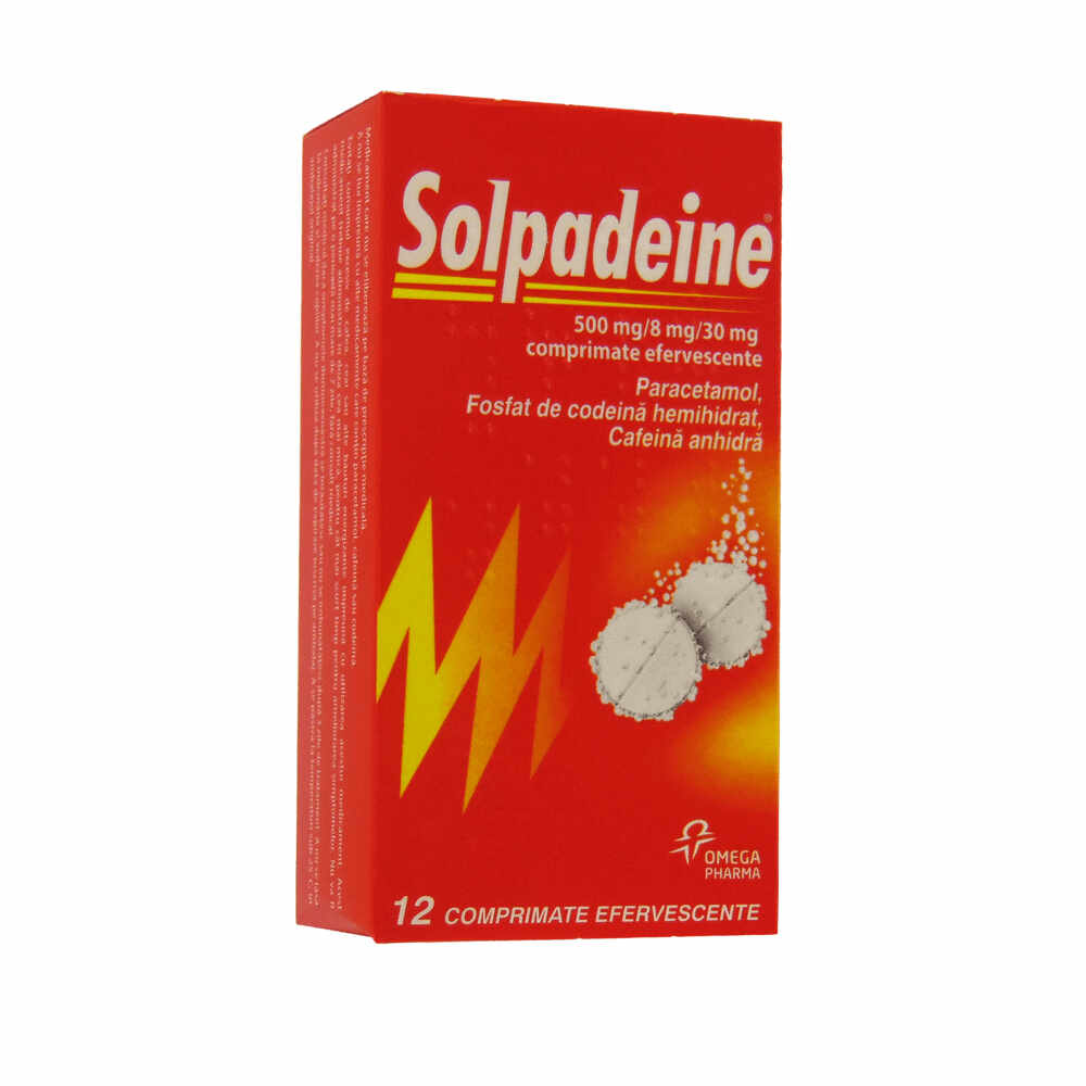 Solpadeine 500 mg/8 mg/ 30 mg, Omega Pharma, 12 cpr efervescente