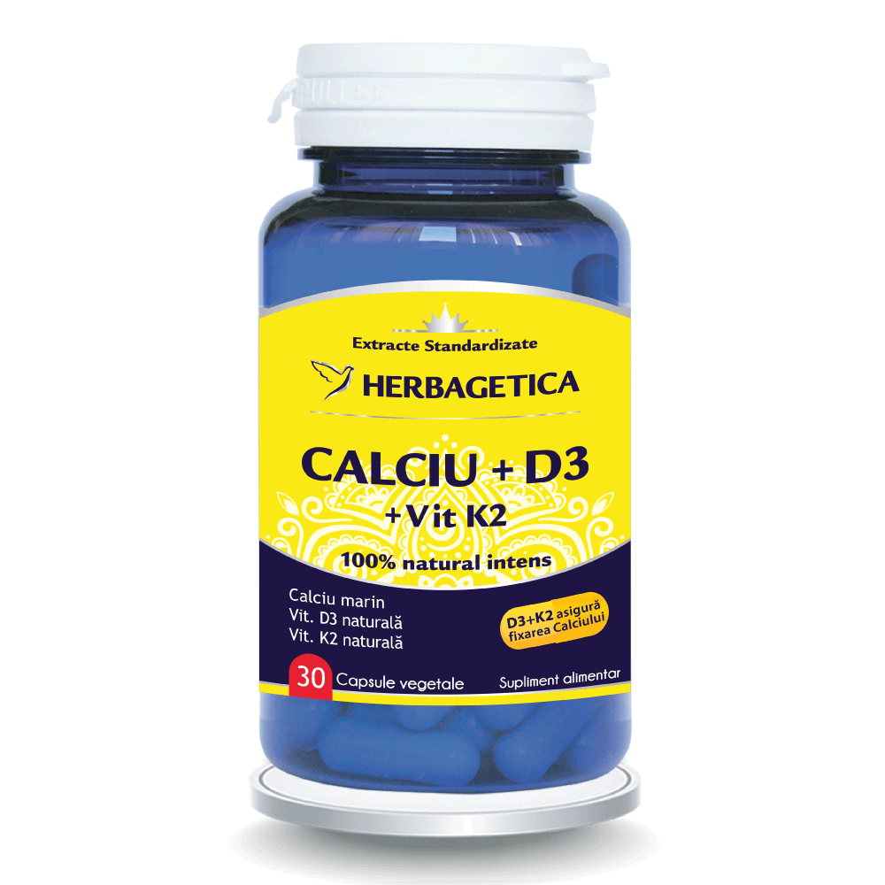 Hebagetica, Calciu+ D3+ Vitamina K2, 30 cps