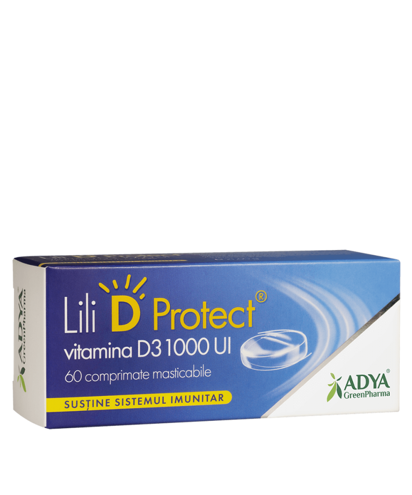 ADYA GREEN PHARMA Lili D Protect vitamina D3 1000 UI 60 de comprimate masticabile