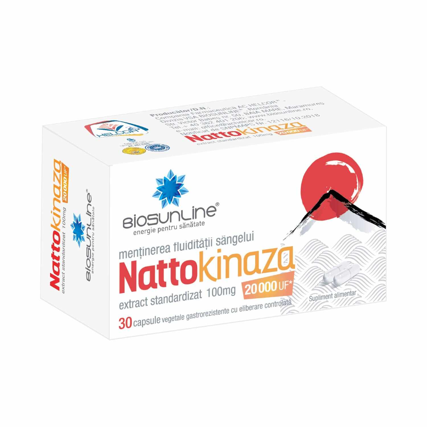 NATTOKINAZĂ 100 mg, BioSunLine, 30 capsule gastrorezistente