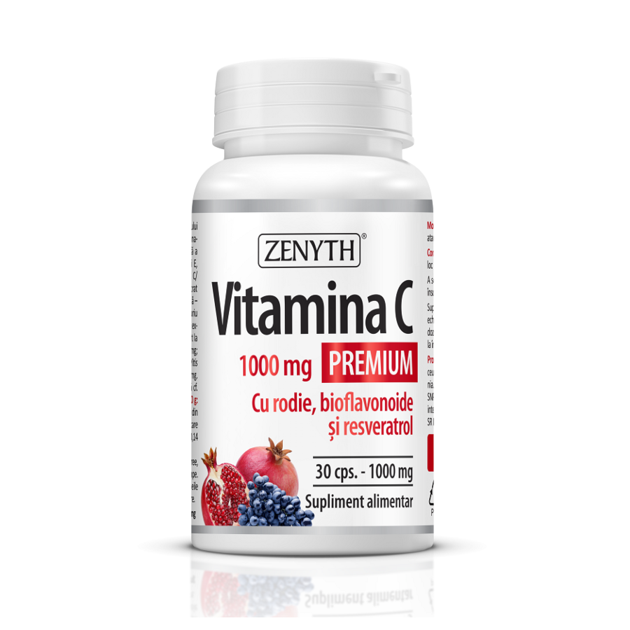 Zenyth, Vitamina C Premium cu rodie, bioflavonoide și resveratrol 1000 mg, 30 capsule