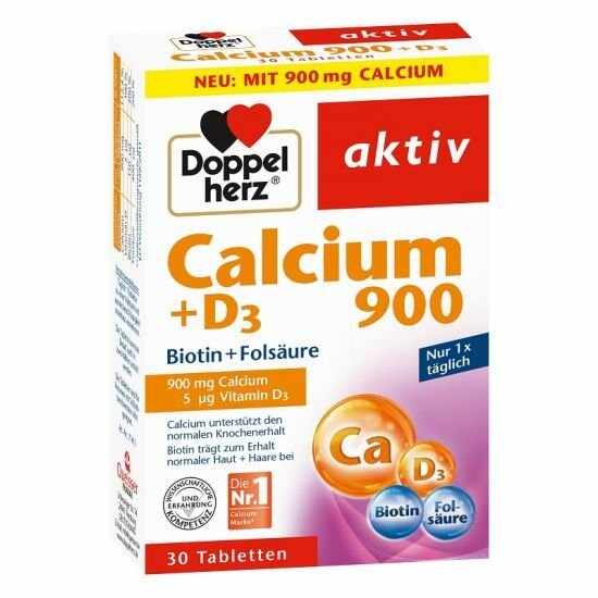 Calciu 900 mg + D3 + Biotina + Acid folic, Doppelherz, 30 comprimate