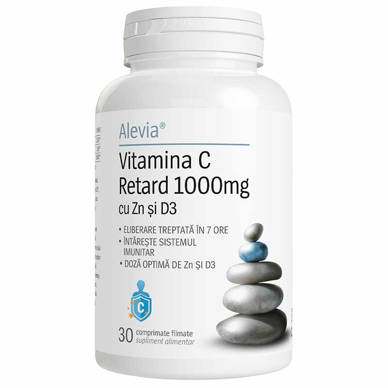 Vitamina C 1000 mg Retard cu Zn si D3, Alevia, 30 comprimate