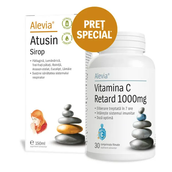 Pachet Sirop Atusin + Vitamina C Retard 1000mg x 30cps