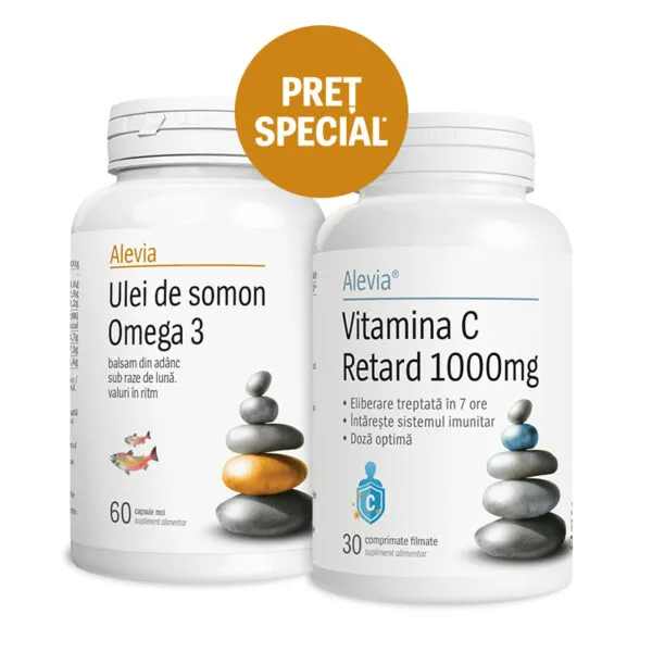 Pachet Ulei de somon Omega 3 + Vitamina C Retard 1000mg