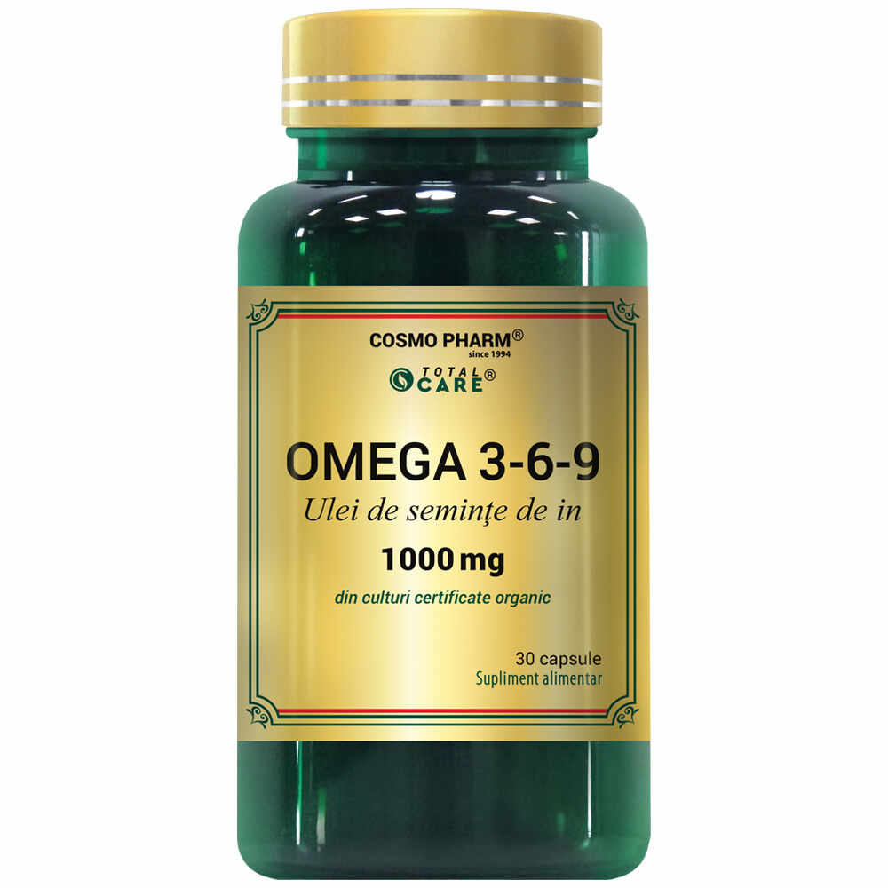 Omega 3-6-9 cu ulei seminte de in 1000mg, 30 capsule, Cosmopharm