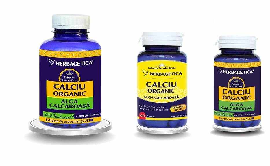 Calciu organic - Alga calcaroasa - Herbagetica 120 capsule