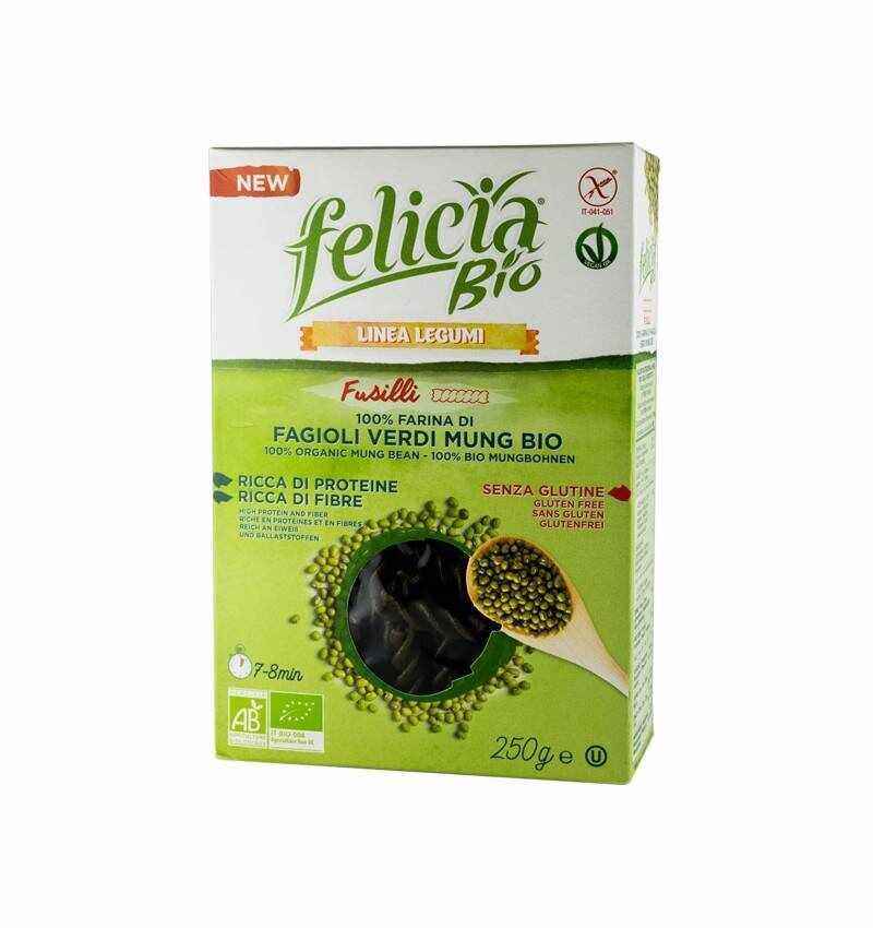 Fusilli din faina de fasole mung - eco-bio 250g - Felicia Bio