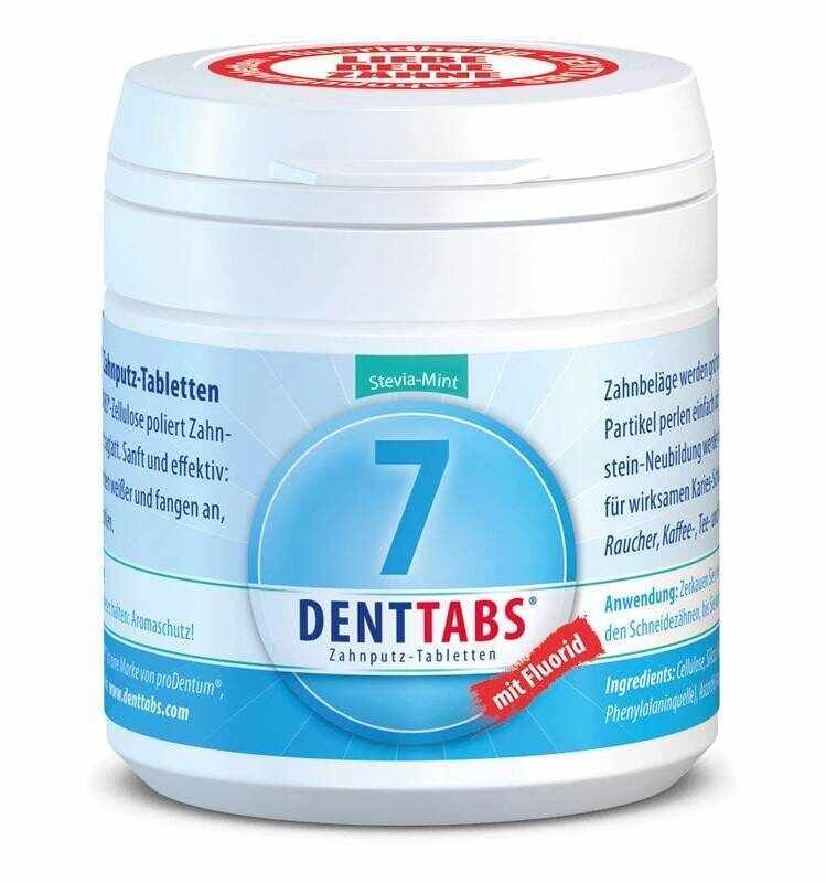 Tablete pentru curatarea dintilor cu menta si stevie, cu fluor - 125 tablete - Denttabs