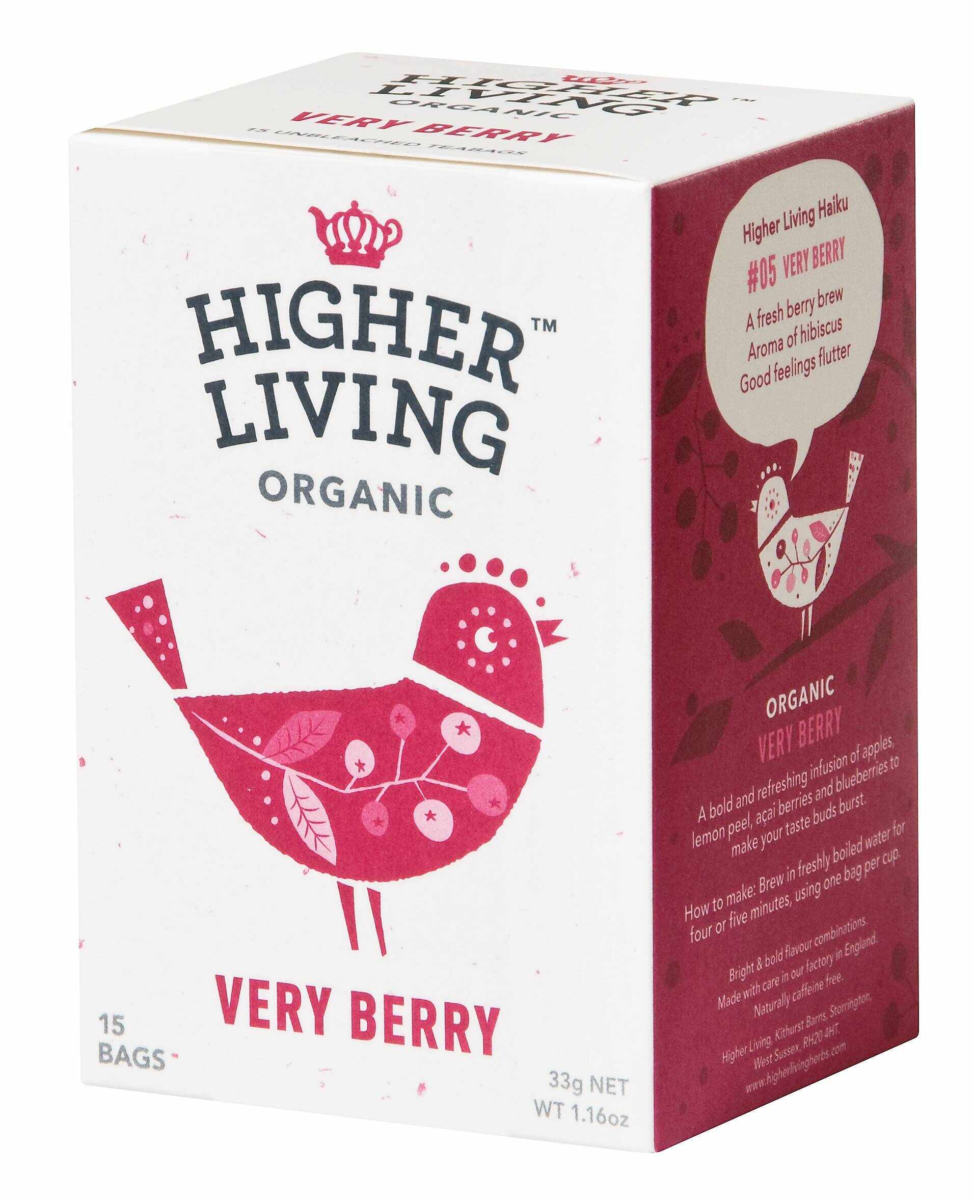 Ceai de fructe VERY BERRY eco-bio, 15 plicuri, Higher Living