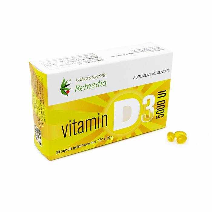 Vitamina D3 5000UI, 30 comprimate, Remedia