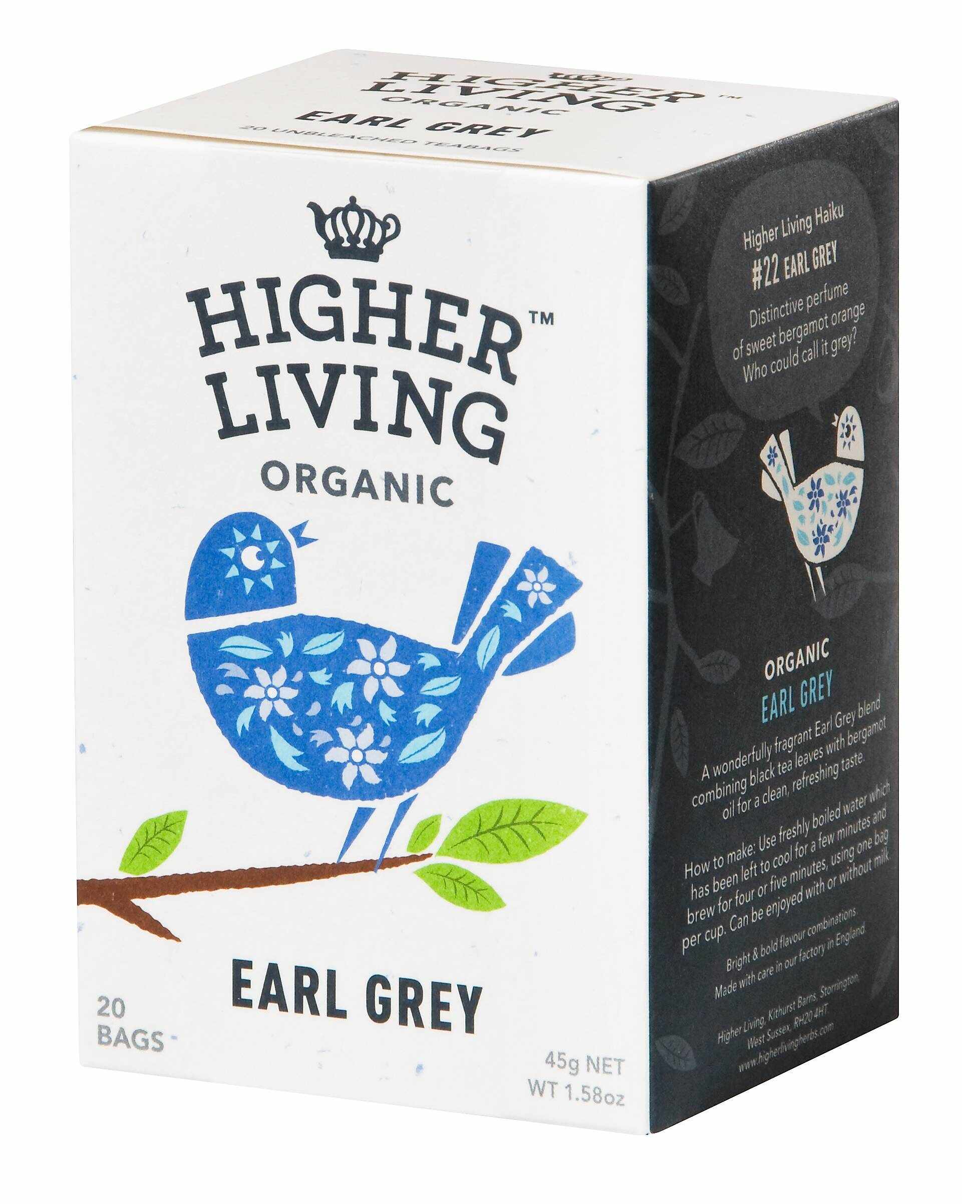 Ceai EARL GREY eco-bio, 20 plicuri, Higher Living