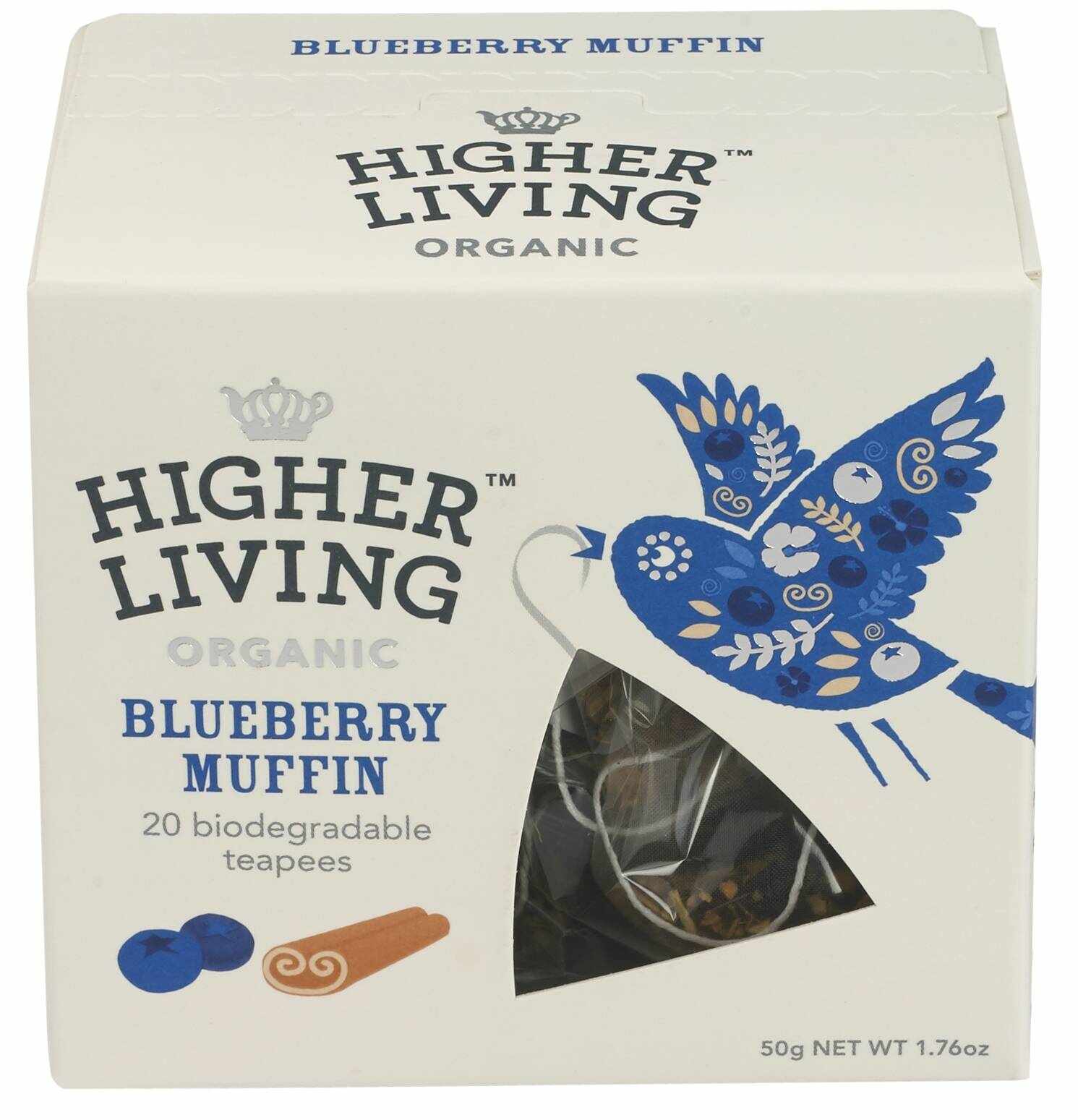 Ceai premium BLUEBERRY MUFFIN eco-bio, 20 plicuri, Higher Living