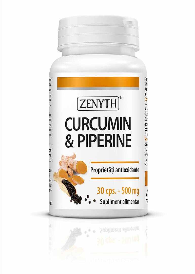 Curcumin si Piperine – 500mg – Zenyth 30 capsule