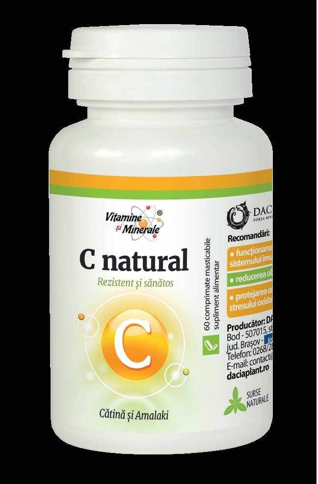 Vitamina C naturala cu catina si amalaki, 60cp masticabile, Dacia Plant