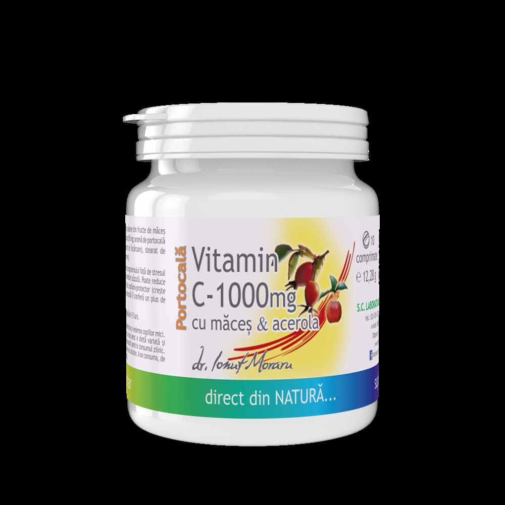 Vitamina C cu maces si acerola aroma de lamaie, 1000mg, 60cps - MEDICA