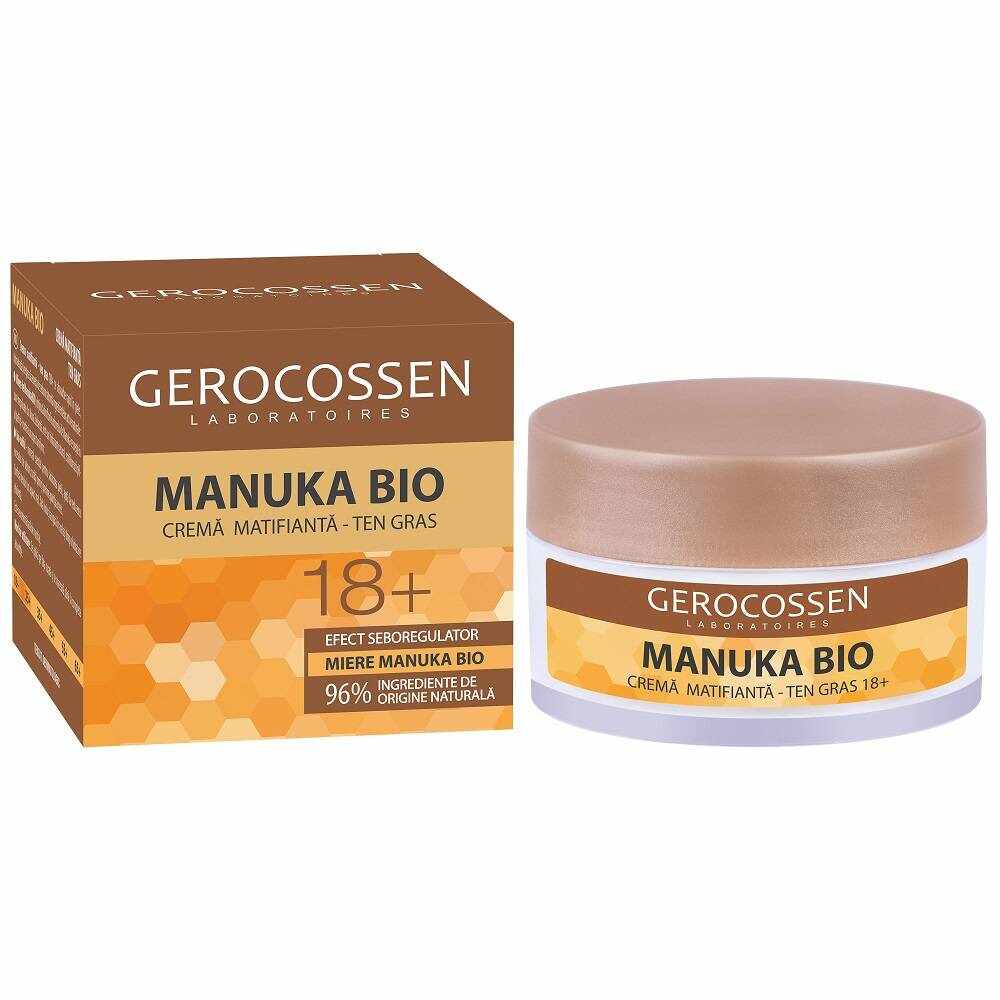 Crema matifianta pentru ten gras cu miere 18+, Manuka Bio, 50ml - Gerocossen