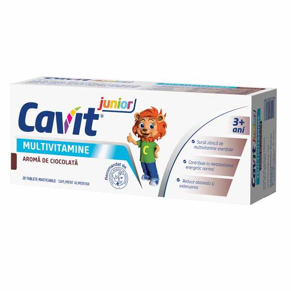 Cavit junior multivitamine cu aroma de ciocolata, 20tbs - Biofarm