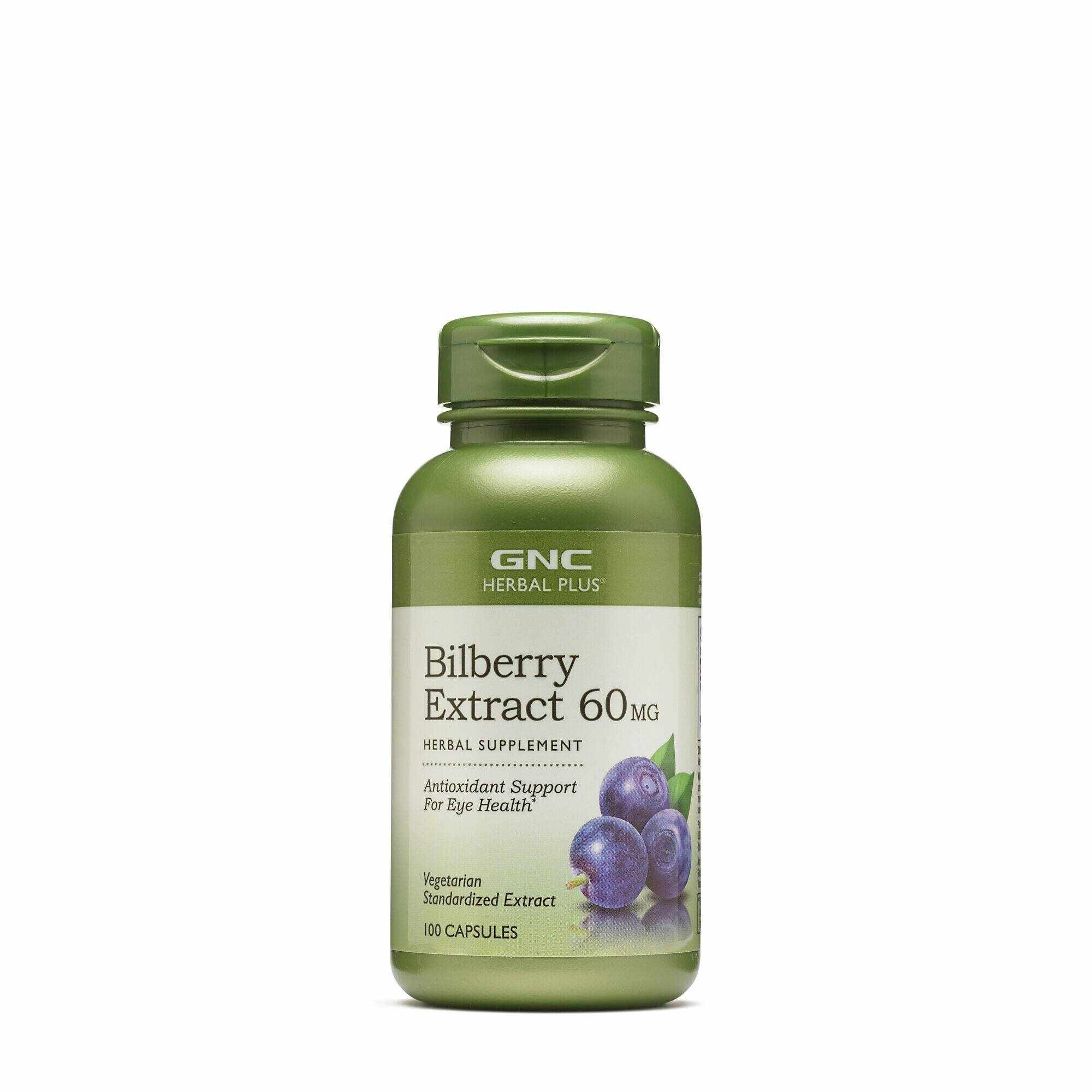 Herbal plus bilberry extract 60mg, extract standardizat din afine, 100cps - Gnc