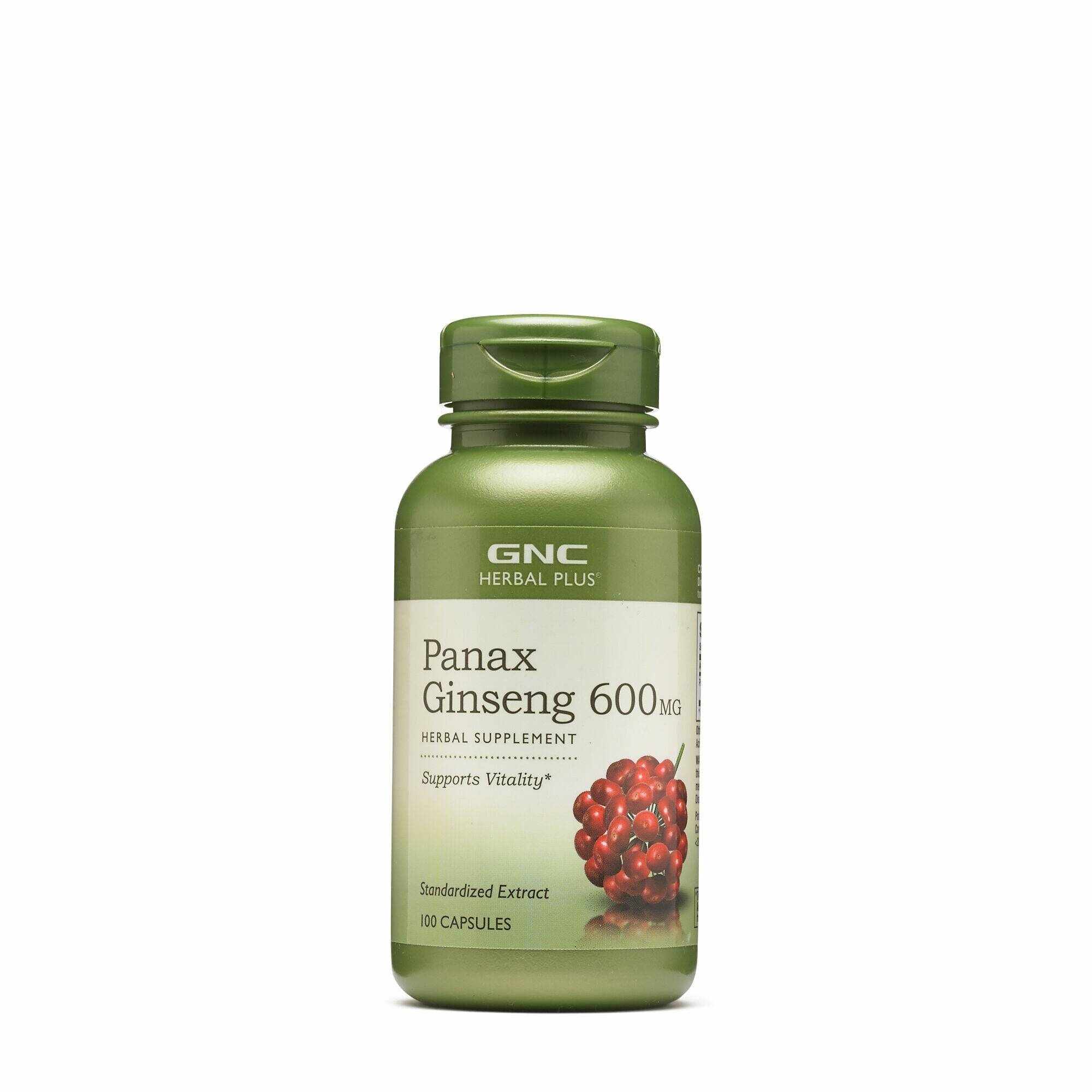 Panax Ginseng 600mg, extract standardizat de ginseng, 100cps - Gnc Herbal Plus