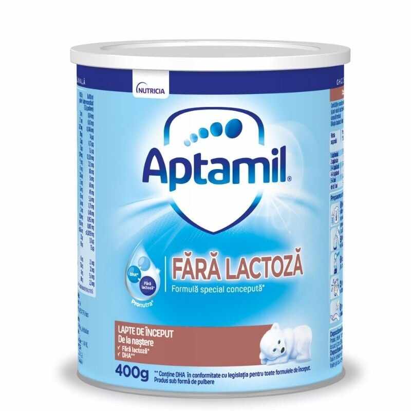 Lapte praf Aptamil Fara lactoza, 400g, de la nastere 0luni+