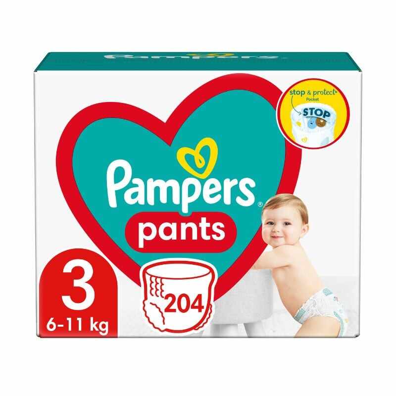 Pampers Scutece-chilotel Pants XXL Box Marimea 3, 6-11 kg, 204 bucati