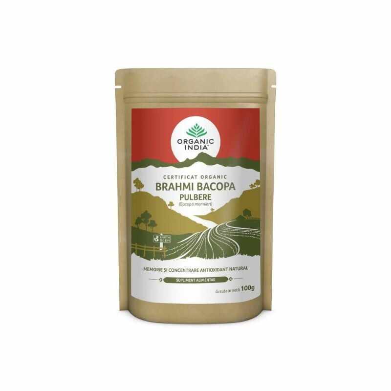 ORGANIC INDIA Brahmi Bacopa Pulbere Memorie si Concentrare, 100g