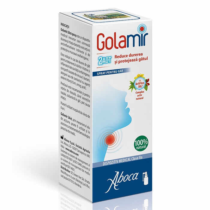 Golamir 2 Act Spray de gat pentru adulti cu alcool 30 ml Aboca