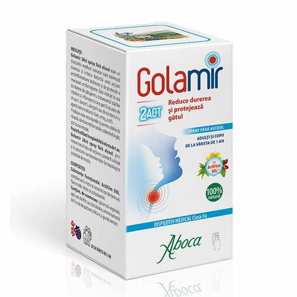 Golamir 2 Act Spray de gat pentru copii si adulti fara alcool 30 ml Aboca